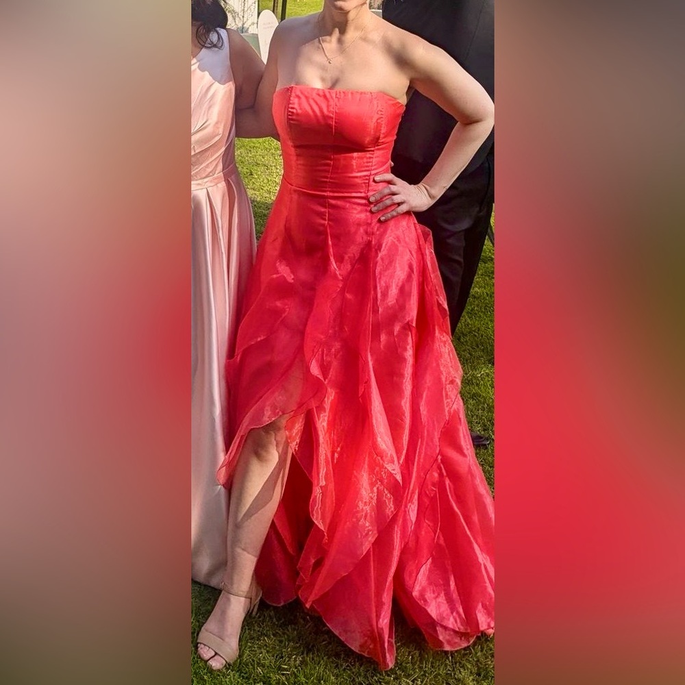 Jessica McClintock Pink Strapless Adjustable Corset Floor Length Gown Dress